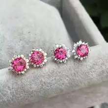 Натуральный топаз каменные серьги 925 Серебряные рубиновые серьги женские элегантные круглые серьги для юбилея