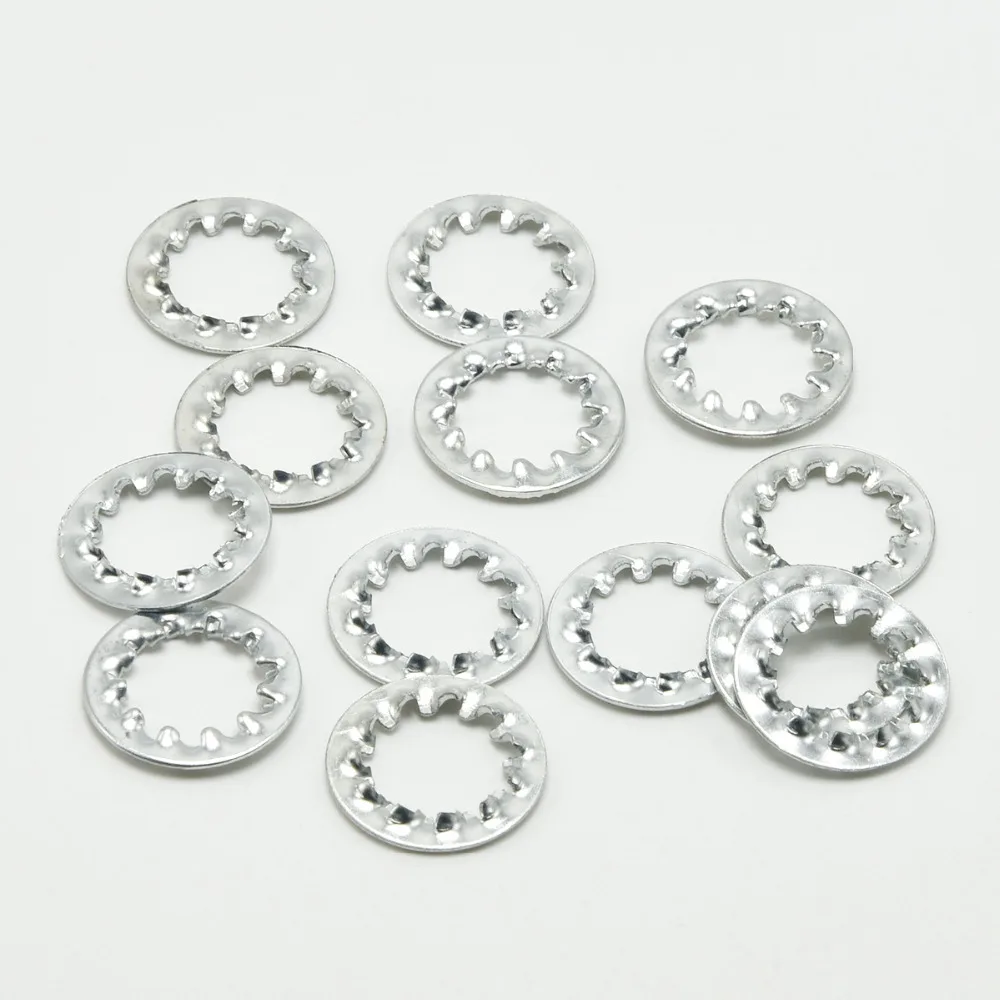 

100PCS M10 Serrated Lock Internal Toothed Washer Flat Round Stop Gasket Ring Zinc Metal Washers Spacer for 10mm Lamp Tooth Tube