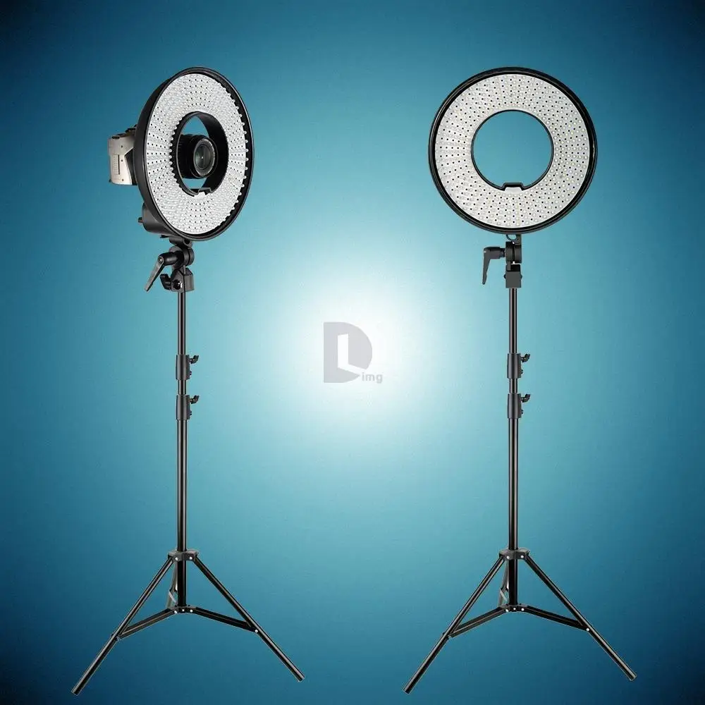 Falcon Eyes DVR-300DVC LED Ring Video Studio Light + 2m (6.5ft) Studio Light Stand For Canon Nikon Sony DSLR Cameras