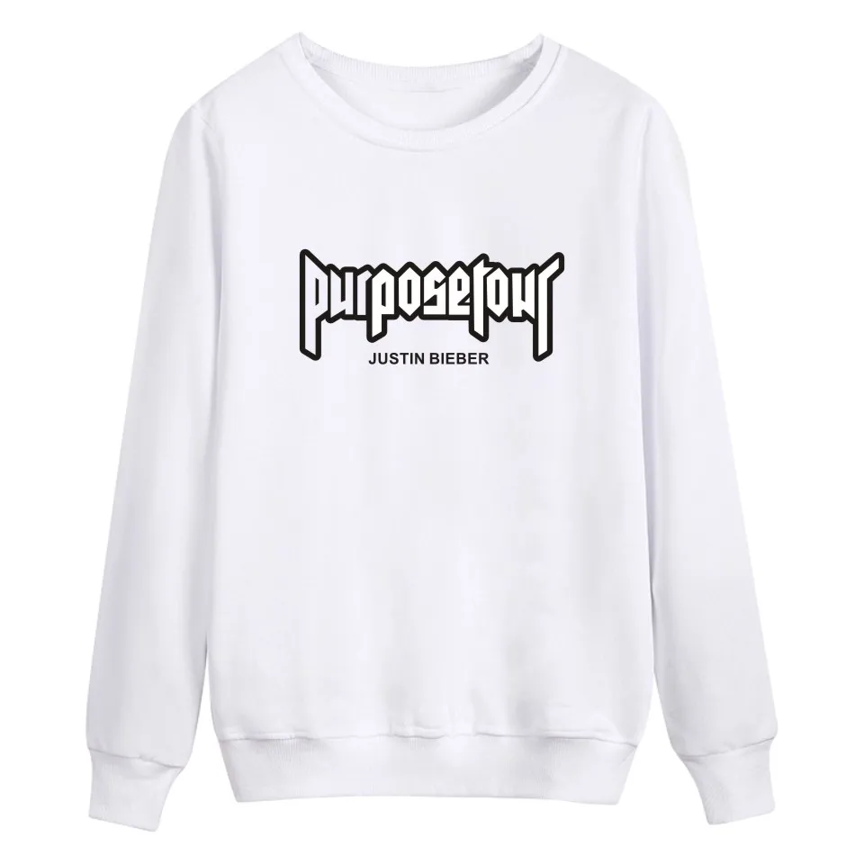 Justin Bieber Purpose Tour Capless Sweatshirt Men Hip Hop Fashion 4 Color Funny Hoodie Women Winter Long Casual XXS-4XL Clothes