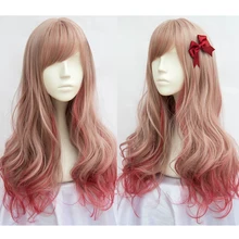 60 см Лолита длинные волнистые смешанные рыжие волосы Косплэй Хэллоуин жаропрочных+ Кепки