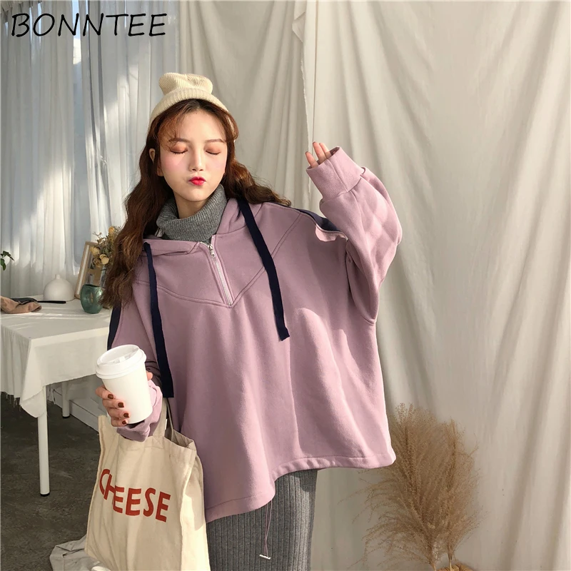 Hoodies Hooded Oversize Harajuku Plus Velvet Patchwork Fake Two Piece ...