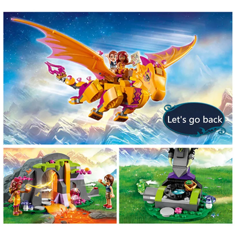 

Bela diy Elves Azari The Magical Bakery Fire Dragon Building Blocks Girls Princess Fairy Compatible With Legoingly toys Gift