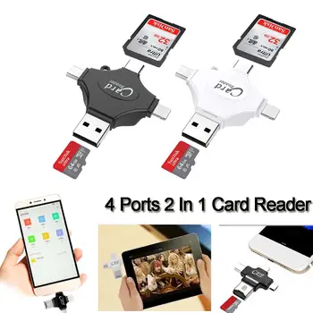 

Universal Type Mobile Phone Otg Card Reader 4 Ports 2 In 1TF/SD Card Camera Card Reader Dropship 8.28