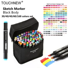 Touchnew маркер 30/40/60/80 Коло художник живопись Manga маркер установить лучшее для двойной возглавлял Graffit эскиз на спиртовой основе кисть, маркер
