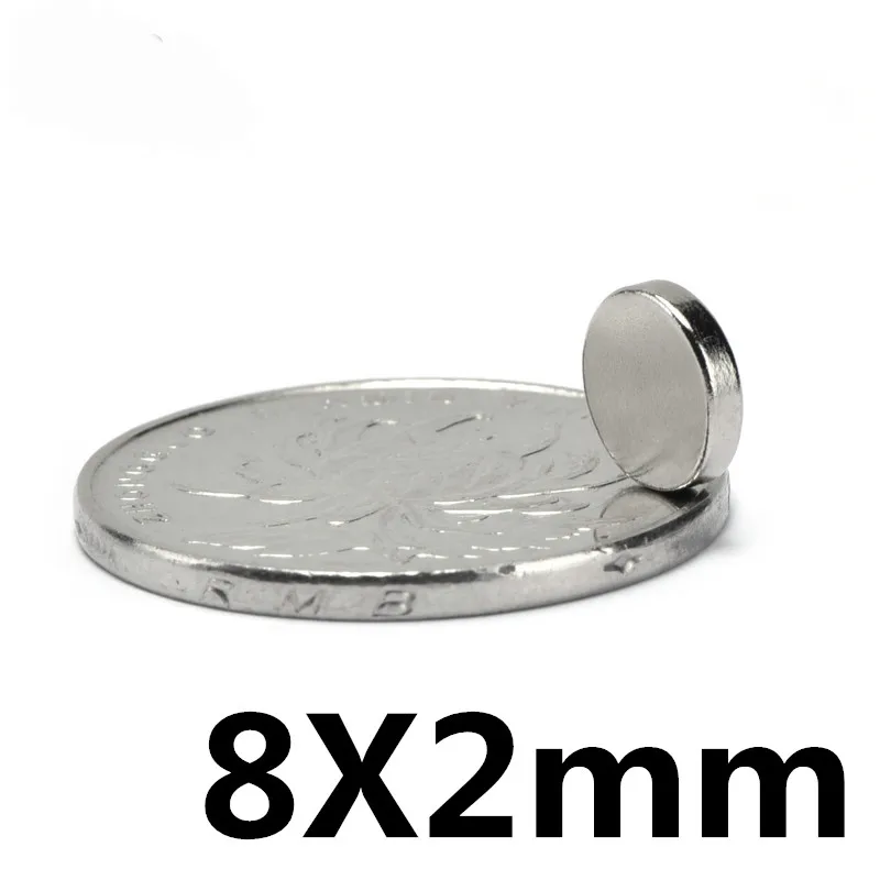 

50pcs bulk small round NdFeB disk magnet diameter 8mm x 2mm strong rare earth neodymium iron boron magnet 8*2mm