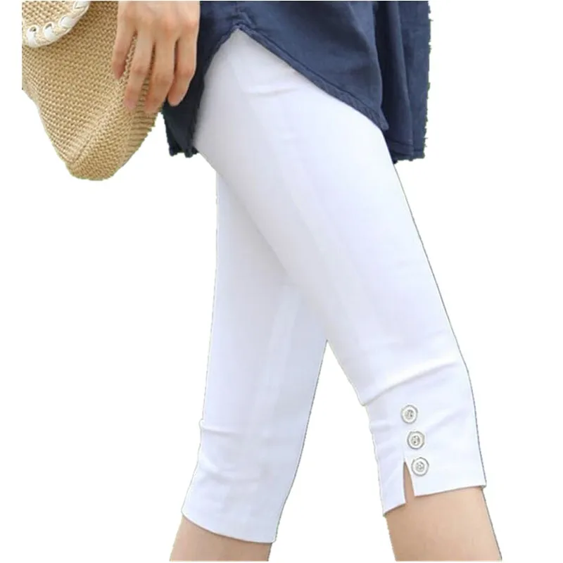 ladies capri pants with elastic waist