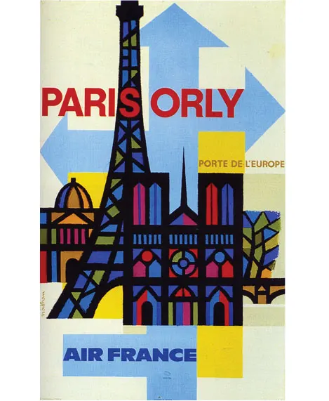 Париж Орли для Air France Trip Landscape старинный ретро постер из путешествия холст