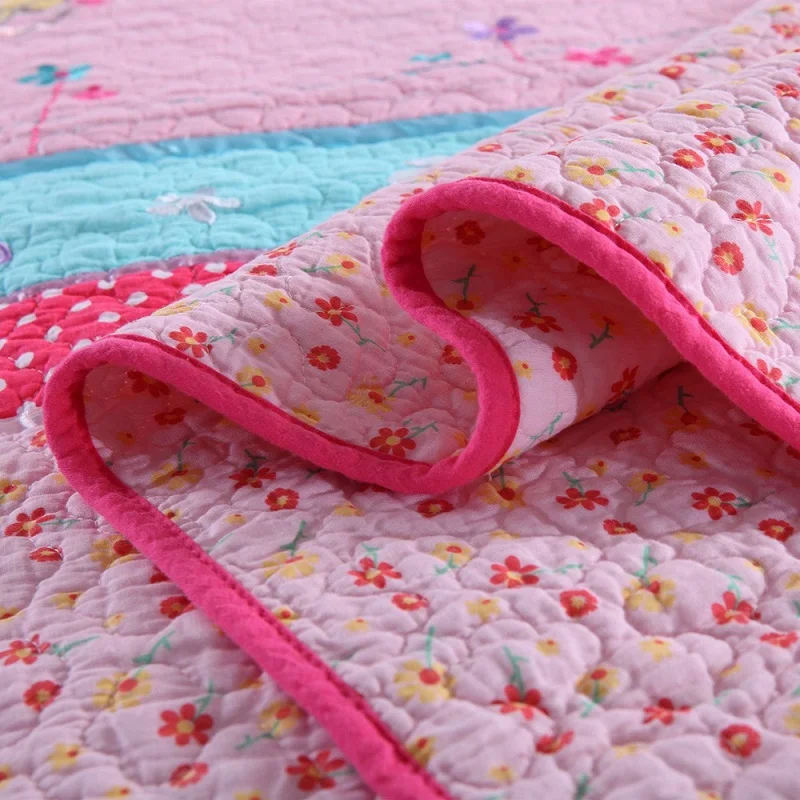 Мягкое детское покрывало, пододеяльник, комплект из 2 предметов, покрывало с цветочной аппликацией, одеяло s, вышитое покрывало для кровати, двухразмерное постельное белье для девочек