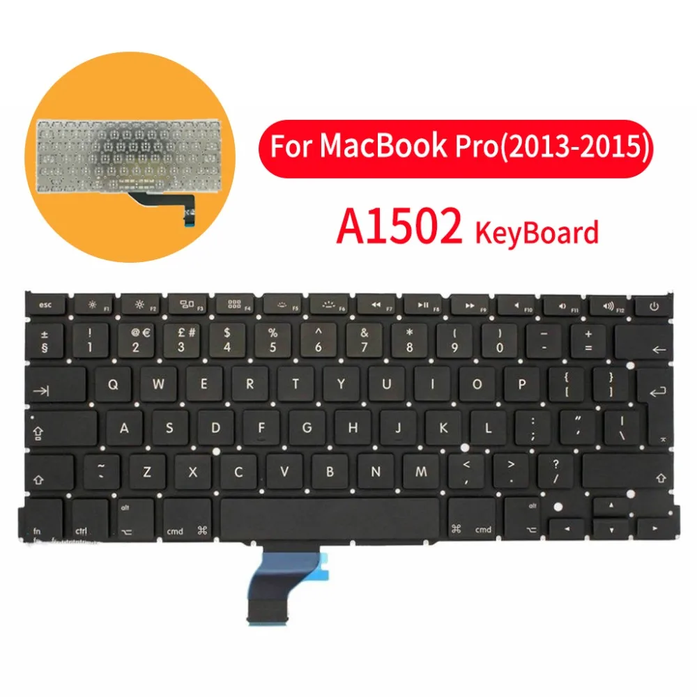 Для Apple MacBook Pro 13 ''retina A1502 A 1502 Клавиатура для ноутбука британский английский (2013-2015) Замена ноутбука клавиатуры U K Стандартный