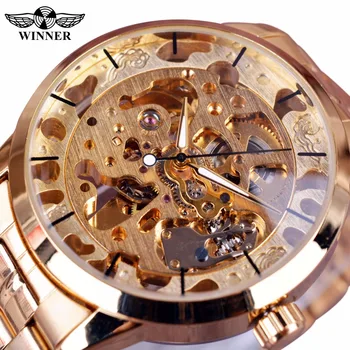 

Winner Fashion Casual Mens Watches Top Brand Luxury Automatic Skeleton Watch Clock Men Montre Homme Men Wristwatch Gold Watches