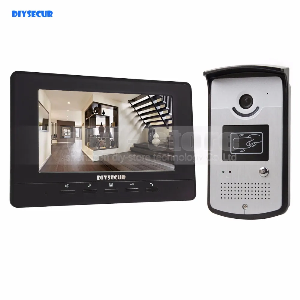

DIYSECUR 7 inch Wired Video Door Phone Doorbell Home Security Intercom System RFID Camera