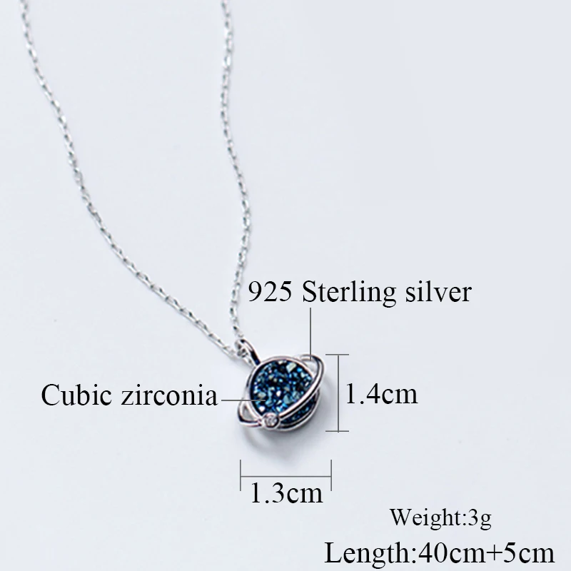Us 926 35 Offreal 925 Sterling Silver Pendant Jewelry Women Fashion Solar System Necklace Planet Saturn Blue Zirconia Necklaces Suppliers In