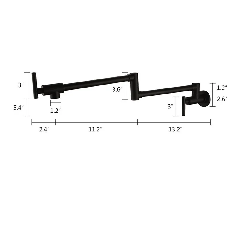 AODEYI латунный черный кухонный кран Складная кастрюля наполнитель 2 ручки настенный одиночный холодный кухонный кран 13-012B