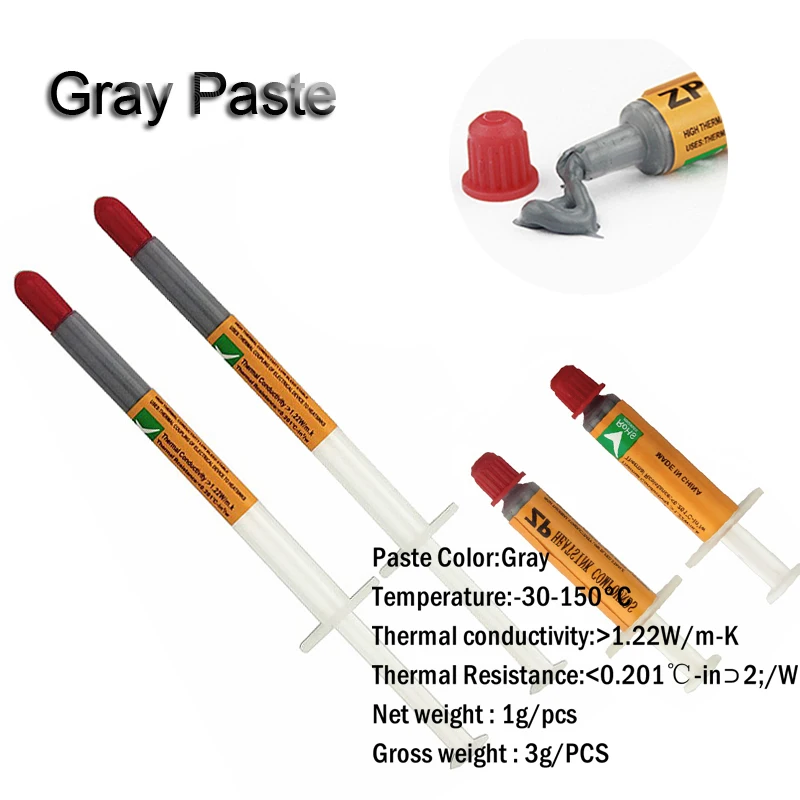 100 шт. серый/Щепка/белый/золото Силиконовые термальность термопаста охлаждения пастообразная Смазка Шприц для ПК процессор