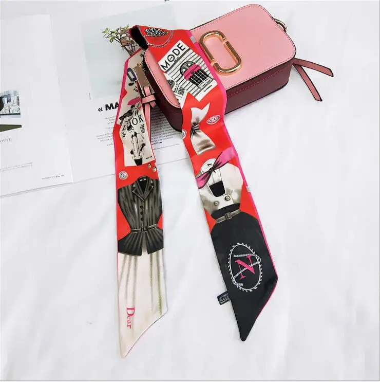26 букв шарф дизайн принт женский шелковый шарф модный головной платок бренд маленький галстук сумка Тощий Созвездие шарф - Цвет: 25 N
