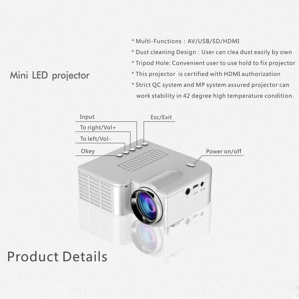 UC28B + домашний мини-проектор миниатюрный Портативный 1080 P HD Проекционный мини-светодиодный проектор для домашнего кинотеатра Развлечения