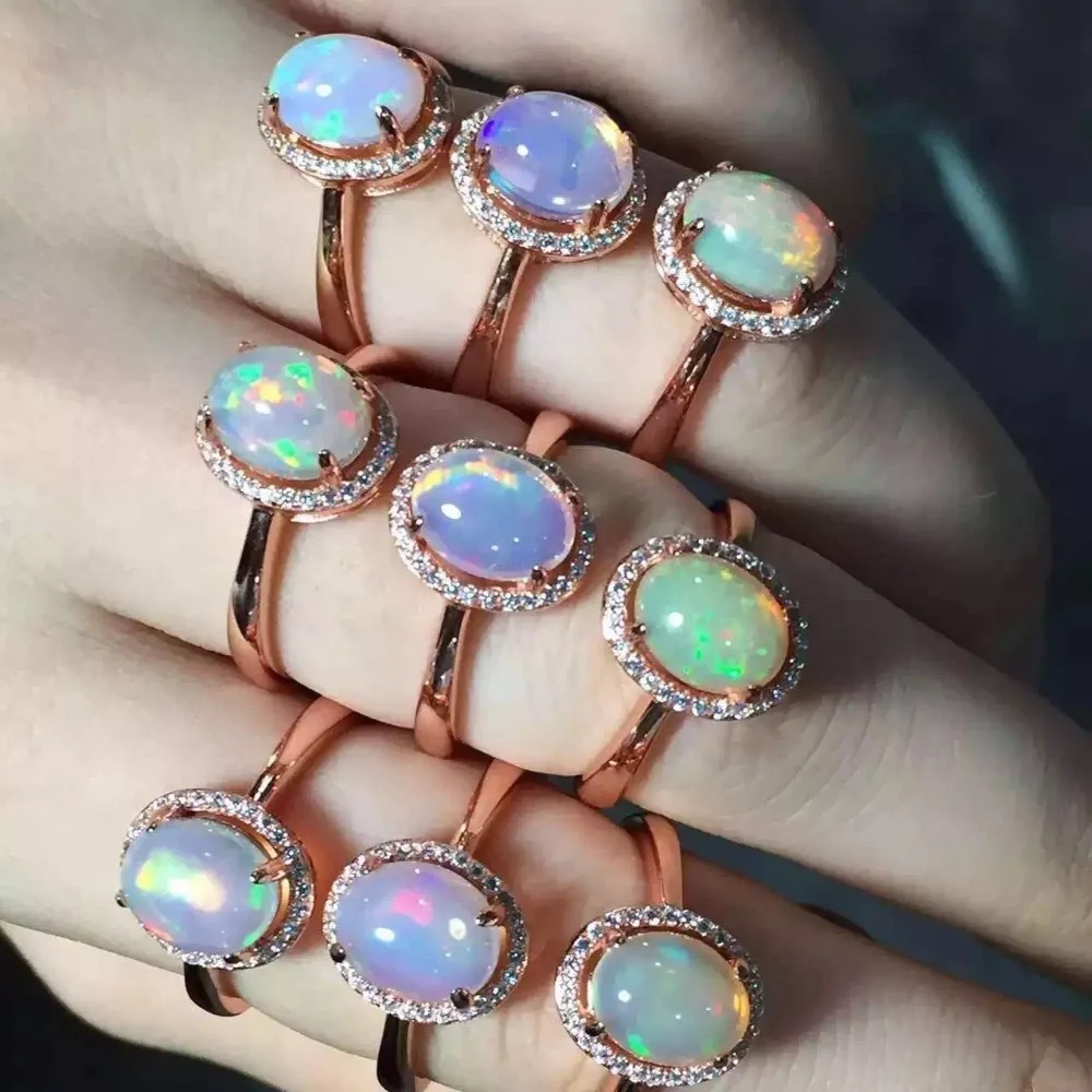

ZT Romantic Women 925 Sterling Silver With White Or Rose Color Rings Water Drop Opal Stone Jewelry Female Ring For Women Wedding