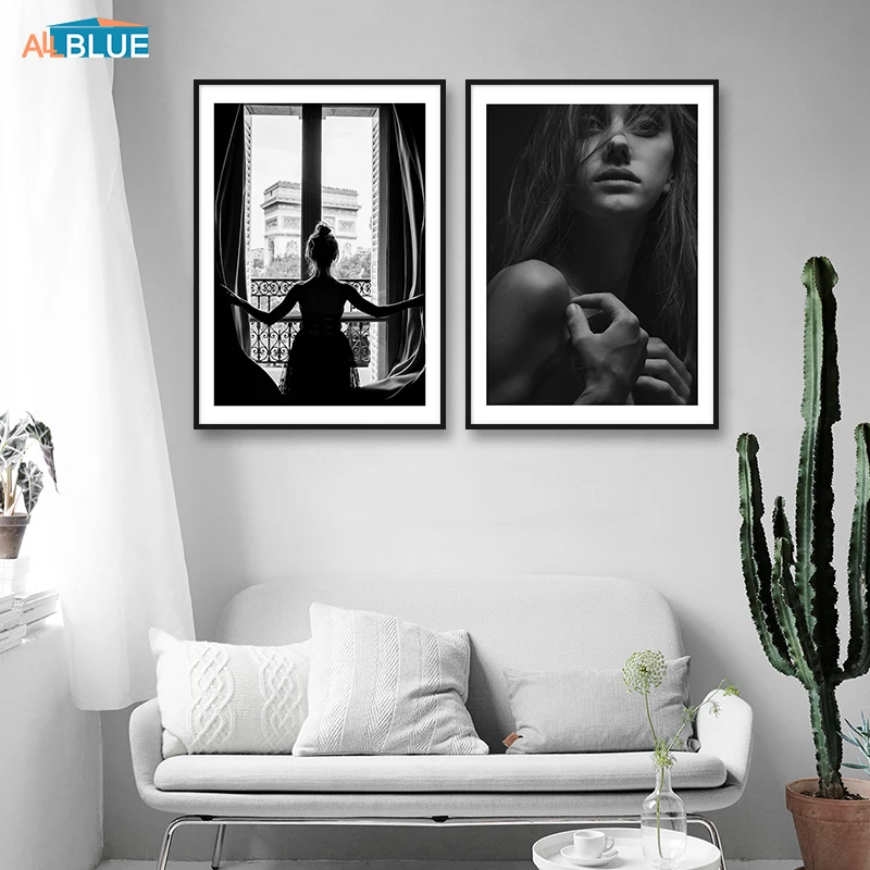 Reed Rose Canvas Poster Prints Flower Wall Art Black And White Painting Girl Wall Picture For Living Room Nordic Decoration Home