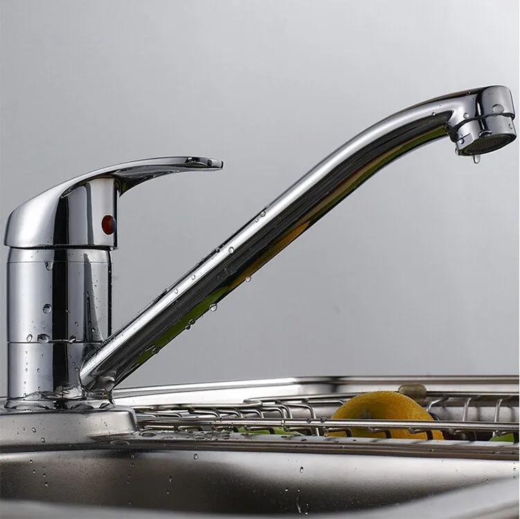 High quality chrome single lever brass hot and cold 360 degree rotating kitchen faucet