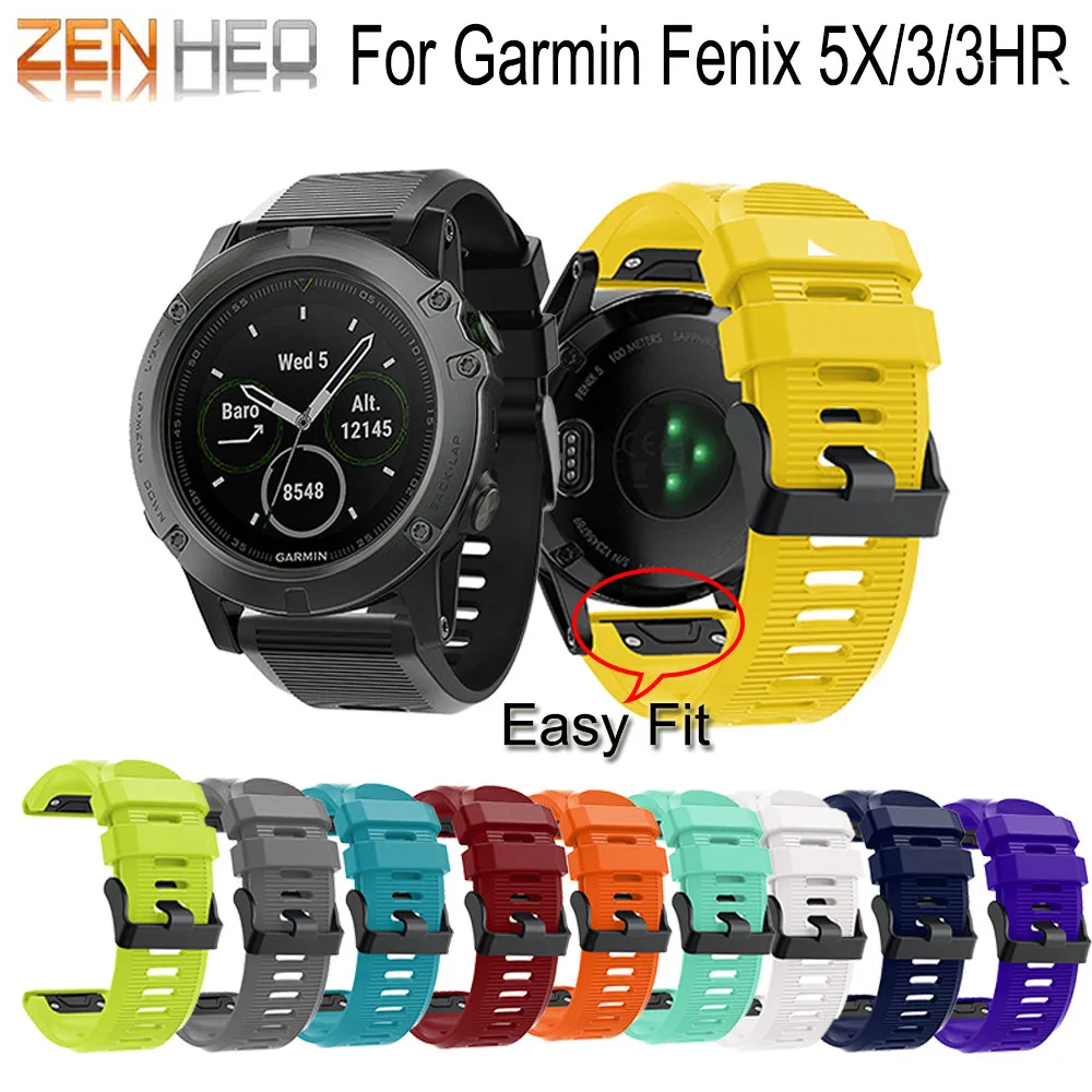 

Smart Wristband 26MM Watchband For Garmin Fenix 5X 3/3HR Strap Quick Release Silicone Easyfit Wrist For Garmin Fenix 5X Bands