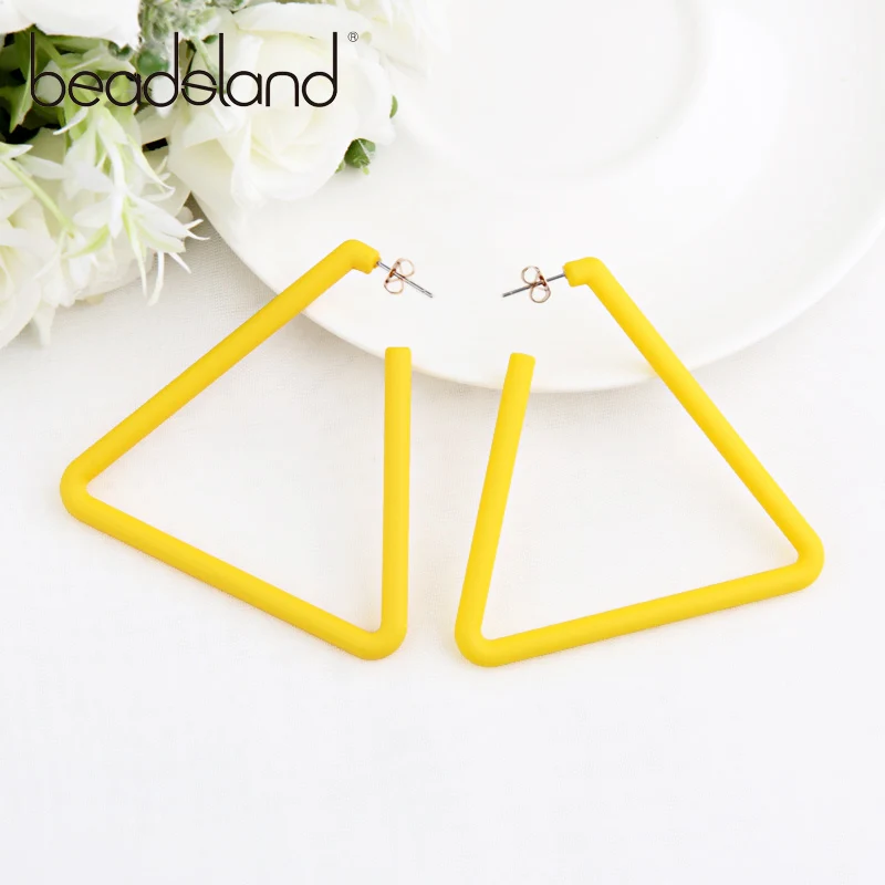 

Beadsland Acetic Acrylic Hoop Earrings Triangle Design Candy Color Fashion Hiphop Woman Girl Party Festival Hot Sell Gift 40283