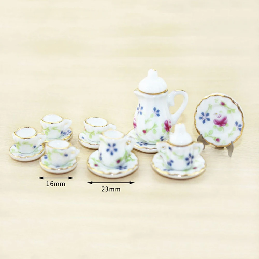 1/12 Dollhouse Miniature Accessories Mini Ceramic Tea Set Simulation