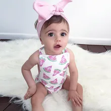 Детские купальники для девочек из полиэстера, Цельный купальник, купальный костюм, бикини, пляжный купальник с арбузом, комбинезон, одежда L0604