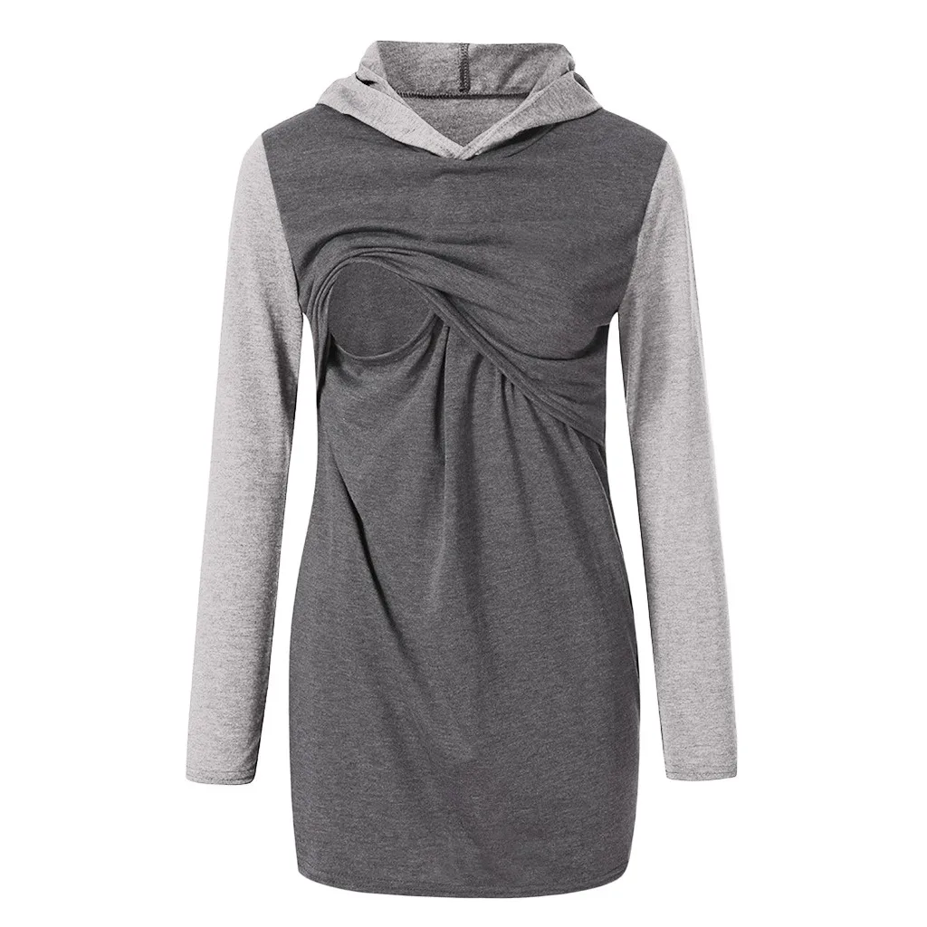 

2018 New Spring Autumn Women's Nursing Top Hoodie Long Sleeves Casual Maternity T Shirts Top Breastfeeding Clothes