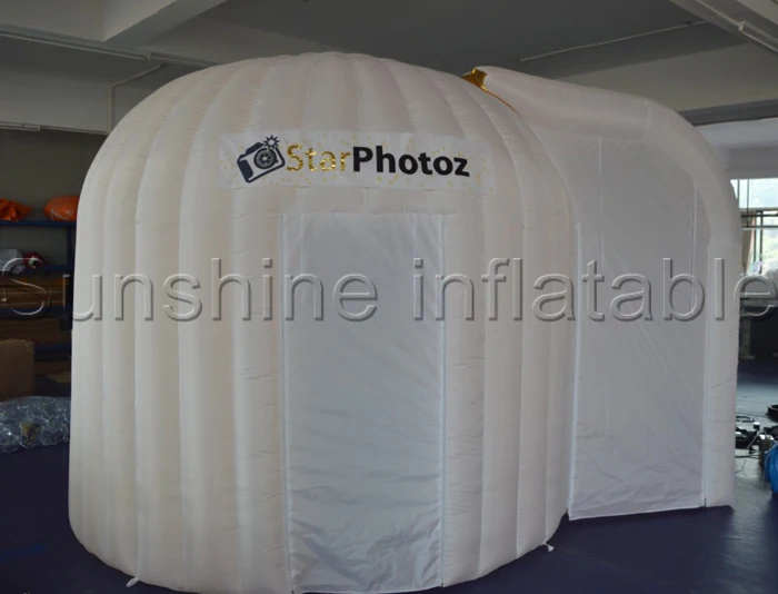  Factory price air igloo inflatable photo booth with led light strings and two entrances for wedding/trade show 
