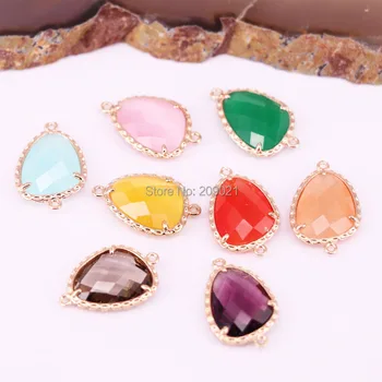 

50Pcs Multi color crystal glass connector beads gems jewelry finding for DIY making