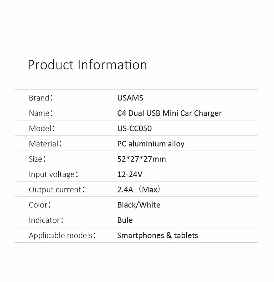 USAMS автомобильное зарядное устройство 1,2 A быстрое зарядное устройство M usb type C micro usb адаптивный кабель для зарядки iphone Xiaomi телефон автомобильное зарядное устройство