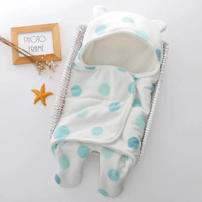 MOTOHOOD детское одеяло для младенцев, уплотненное Фланелевое пеленание для коляски, зимнее одеяло с рисунком, постельные принадлежности для новорожденных, одеяла спальные сумки - Цвет: sky dot