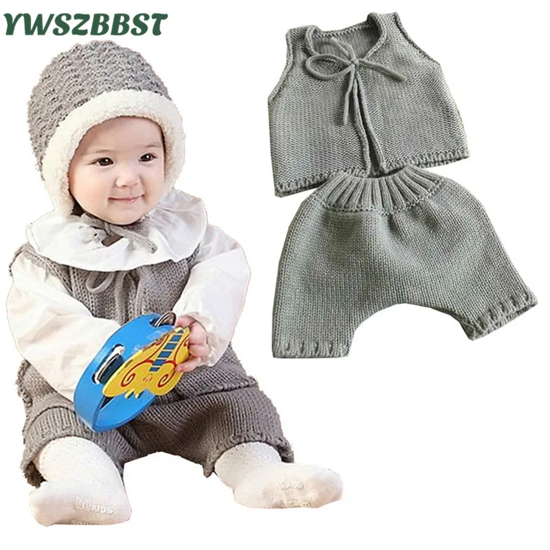 

2pcs/set New Newborn Baby Knitting Romper Spring Autumn Infant Clothes Baby Vest and Pant Warm Crochet Outfits Casual Clothes