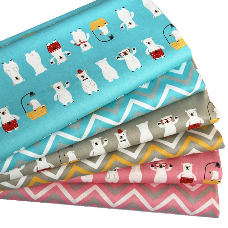 100 Cotton Twill Cloth Cartoon Aqua Gray Pink Cute Bear Showering