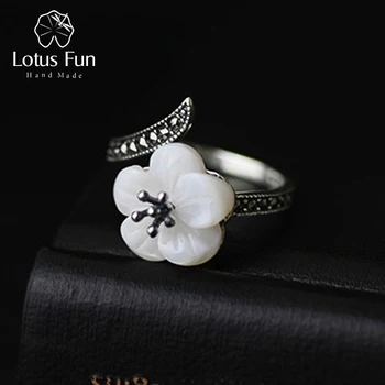 

Lotus Fun Real 925 Sterling Silver Natural Handmade Creative Designer Fine Jewelry Exclusive Flower Vintage Female Rings Bijoux