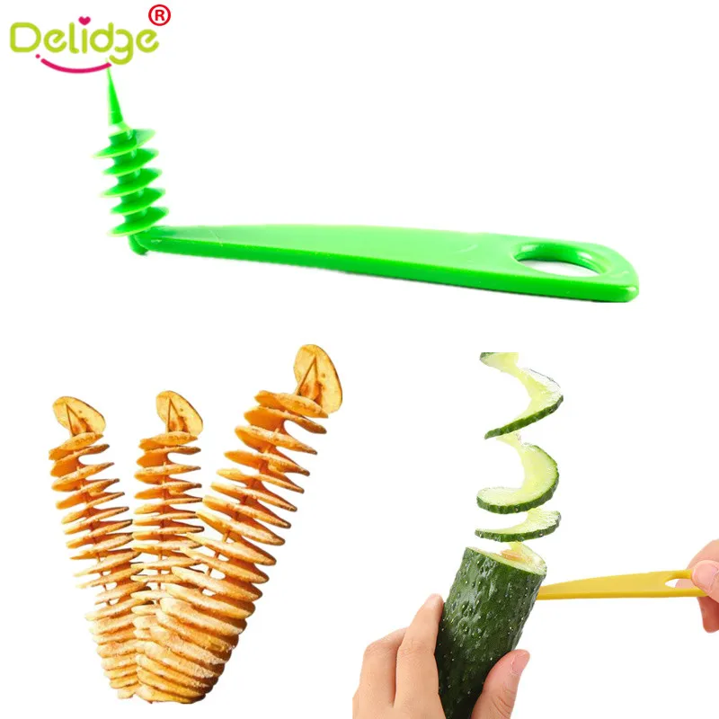 

Delidge 1 pc Vegetable Rotate Slicer Plastic Manual Spiral Screw Slicer Potato Carrot Cucumber Vegetables Spiral Cutter