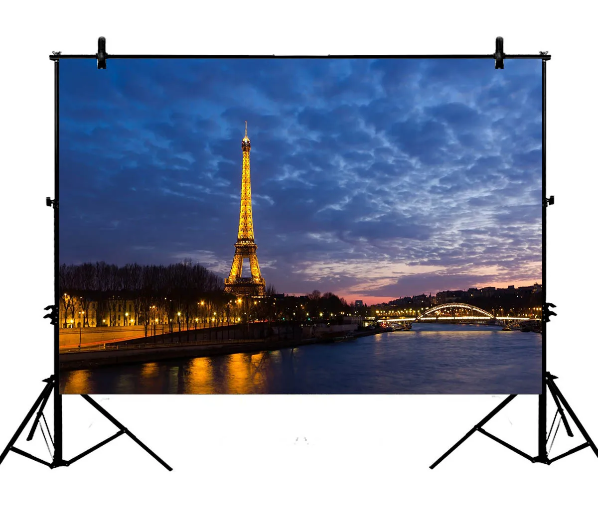 

5x7ft French Paris Eiffel Tower River Sky Lover Polyester Photo Background Portrait Backdrop