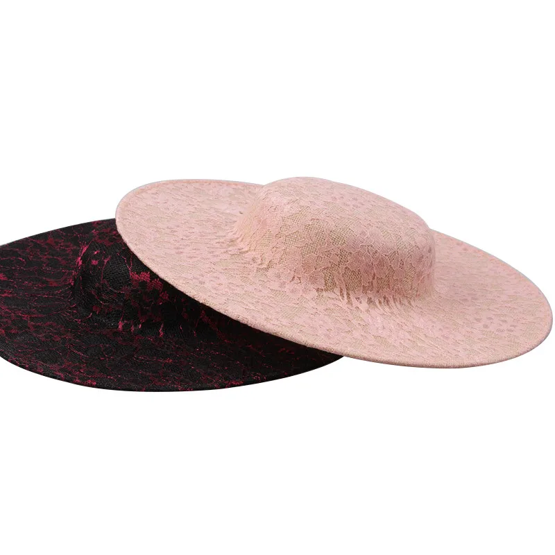 30 см слоновой кости Большие размеры шляп имитация Sinamay fascinators базы с Кружева коктейльное вечерние hat DIY аксессуары для волос Новое прибытие