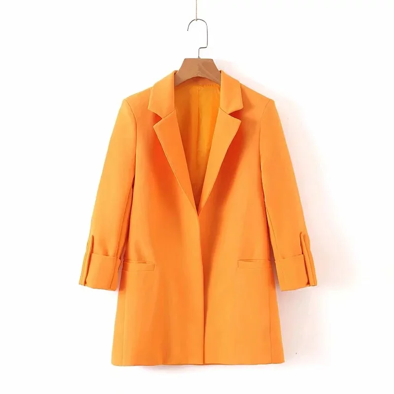2019 Work Pant Suits OL Two Piece Set Women Orangee Elegant Office Ladies Blazer Jacket & Zipper Trousers Suit Female Outerwear
