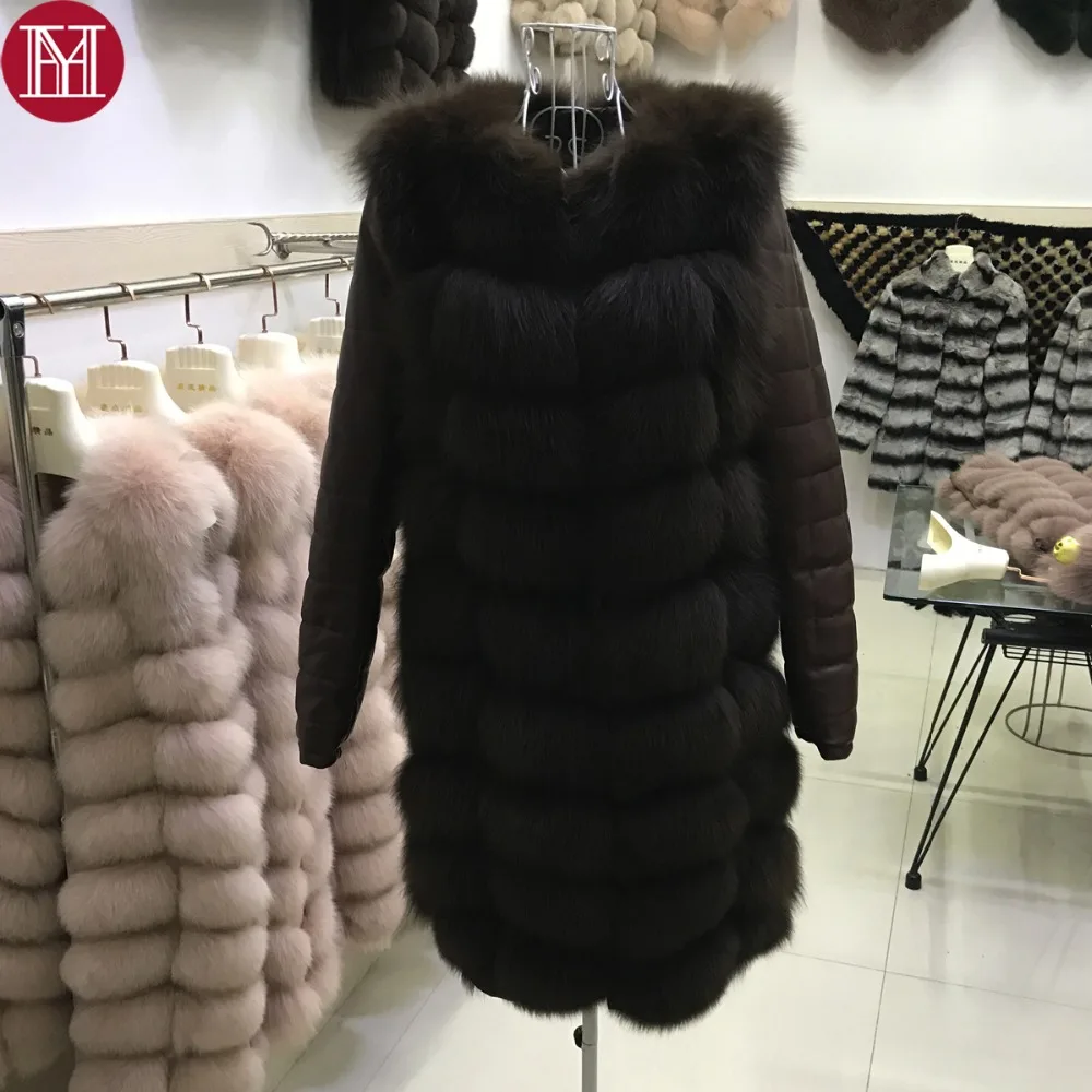 Новая натуральная Шуба из натурального Лисьего меха, Женская качественная куртка натуральный мех лисы, зимняя женская длинная куртка из натурального меха