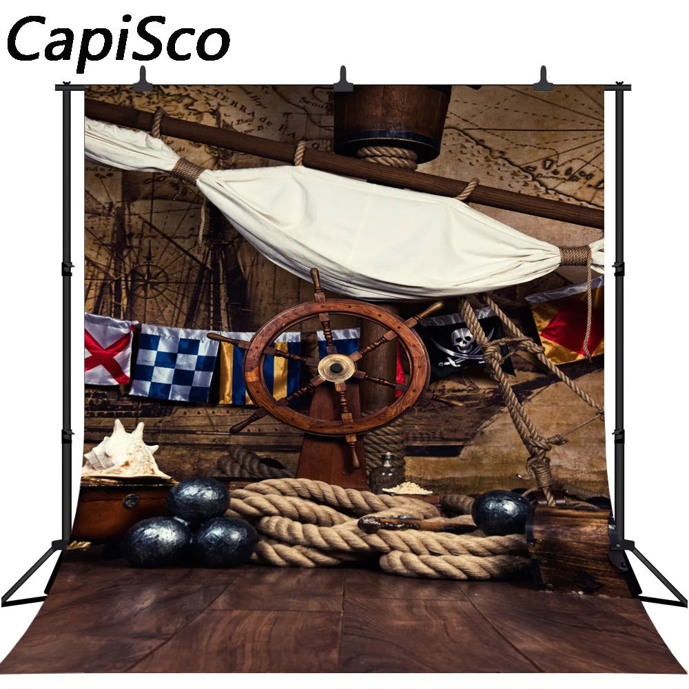 

Capisco photography backdrops photo background newborn props photo booth Pirate Ship backdrop fabric cloth indoor backdrop