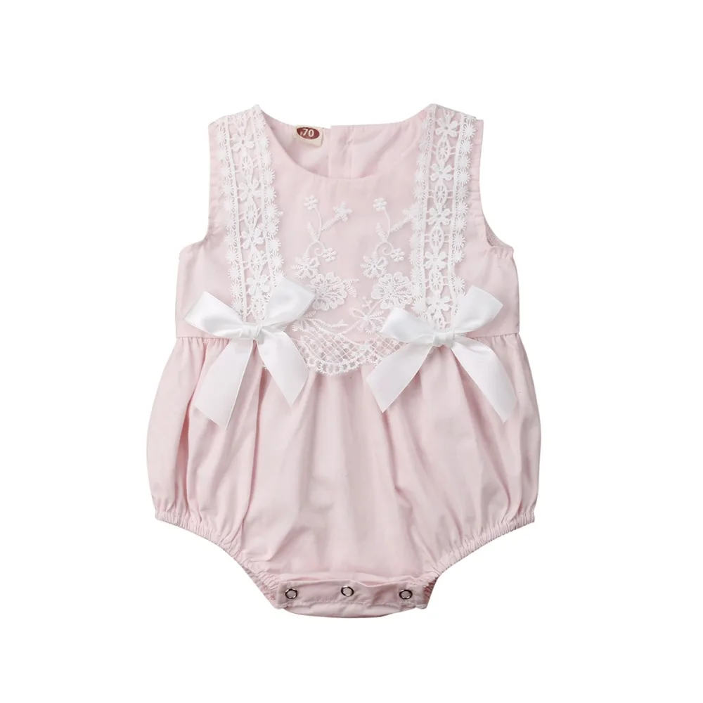 

2019 New Infant Newborn Baby Girls Clothing Lace Ruffles Rompers Jumpsuit Cute Bow Sunsuit Summer Baby Girls Costume