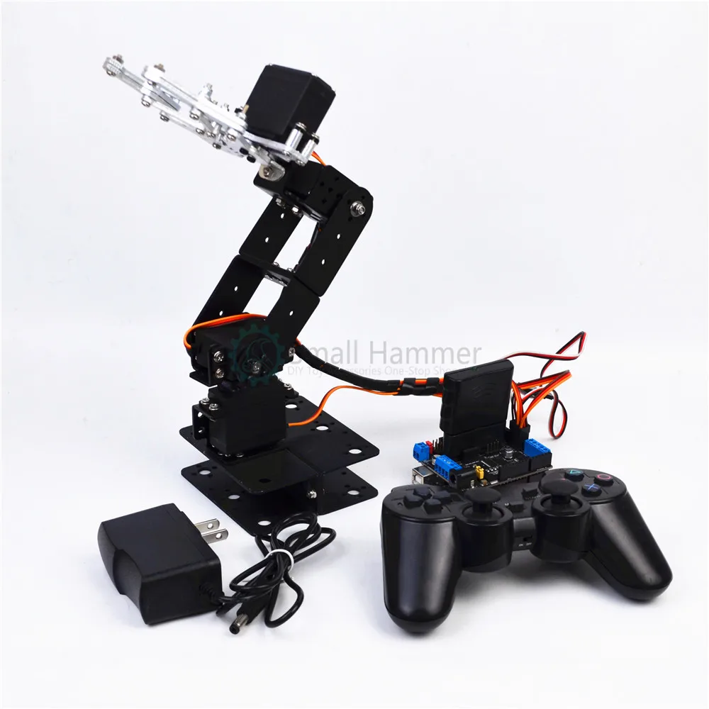 New Aluminum alloy Arduino PS2 4 DOF remote control mechanical arm servos bracket mechanical claw DIY robot 