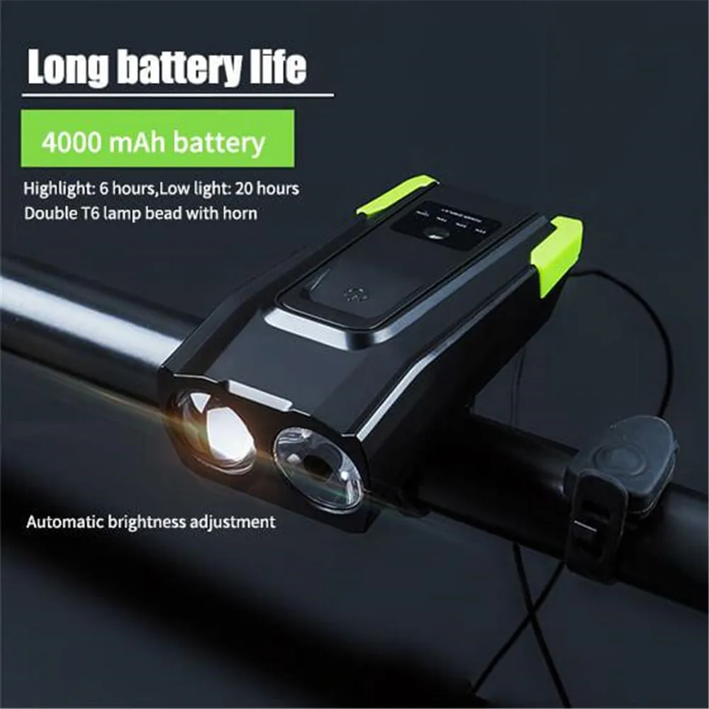 

4000MAH Induction Front Bicycle Lights Set USB Rechargeable Headlight + Horn 800 Lumen Smart LED Bike Lamp Cycling Flashlight