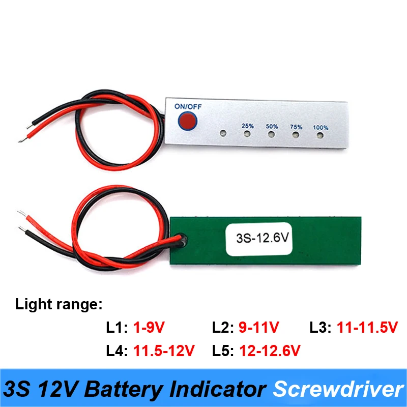 12 В тестер емкости литиевой батареи Панель Электрический индикатор питания батареи для отвертки