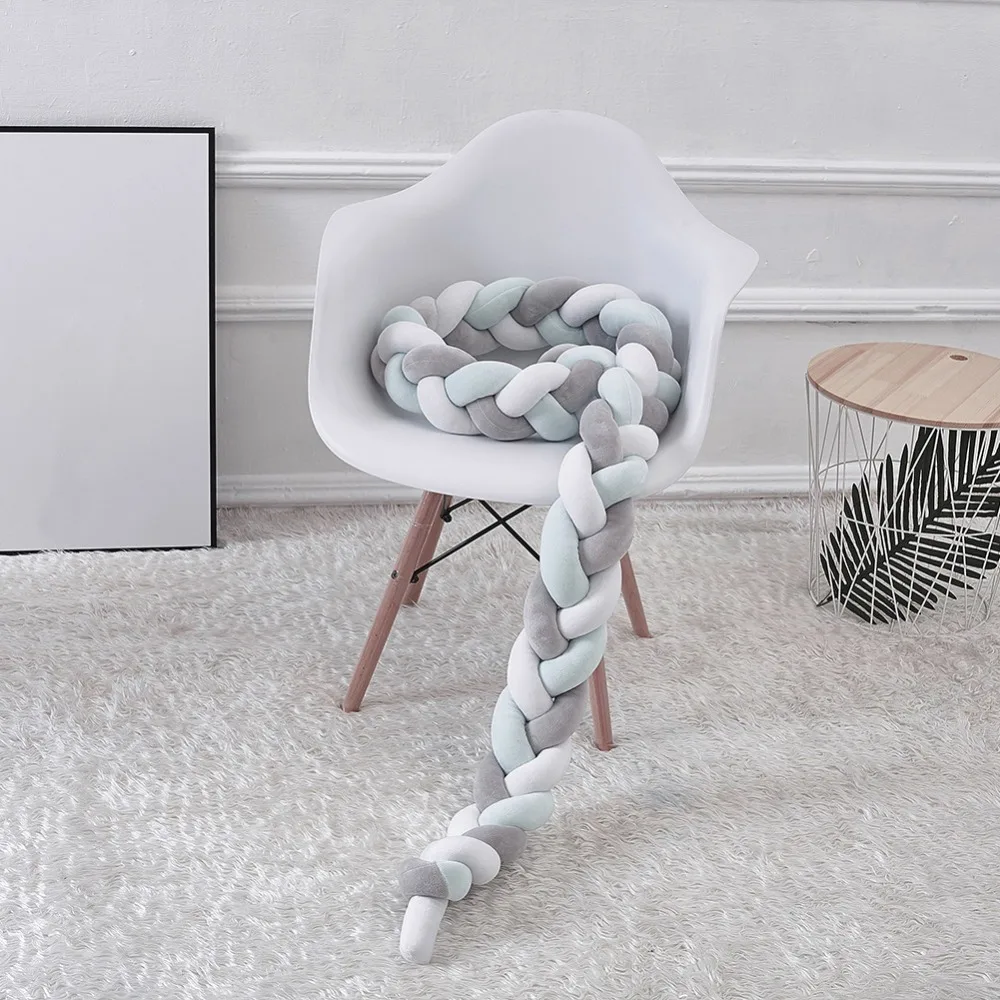 250cm Newborn Baby Bed Bumper Kids Weaving Knot Pillow Infant Knotted Bedding Crib Protector Baby Care Room Decor Accessories