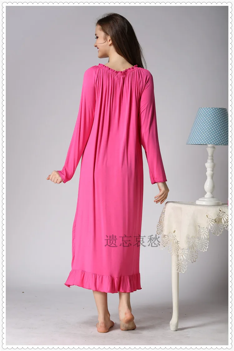 Pring и осень плюс размеры Королевский модал хлопок ультра длинные свободные для женщин с длинным рукавом ночная рубашка принцессы пижамы AW308