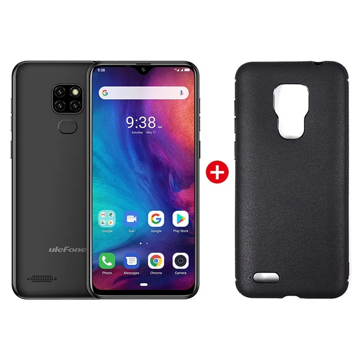 Ulefone Note 7P Smartphone Android 9.0 Quad Core 3500mAh 6.1 inch Waterdrop Screen 3GB+32GB Mobile phone - Цвет: Black Add Case