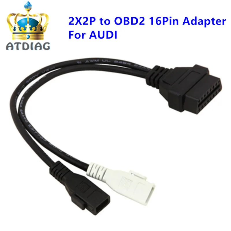 

2PCS/LOT VAG Adapter For AUDI 2X2 OBD2 Car Diagnostic Cable 2P+2P for Audi 2X2Pin to OBD2 16Pin Female Connector VAG COM